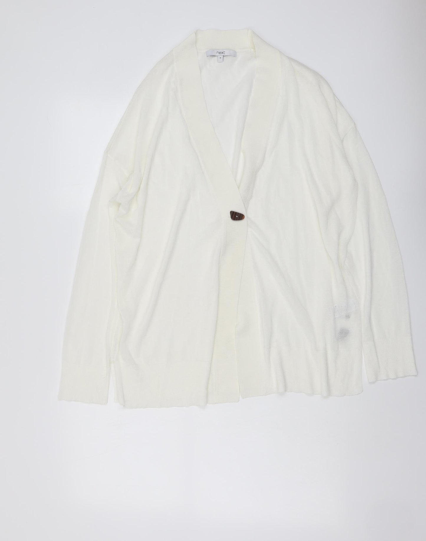 NEXT Womens Ivory V-Neck Viscose Cardigan Jumper Size M
