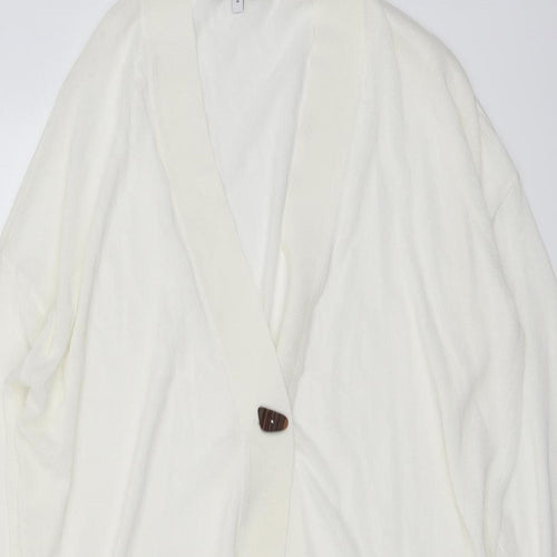 NEXT Womens Ivory V-Neck Viscose Cardigan Jumper Size M