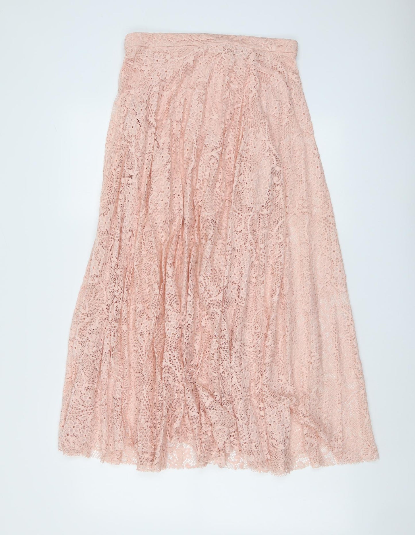 Topshop Womens Pink Geometric Polyester Peasant Skirt Size 10 Zip - Lace Overlay