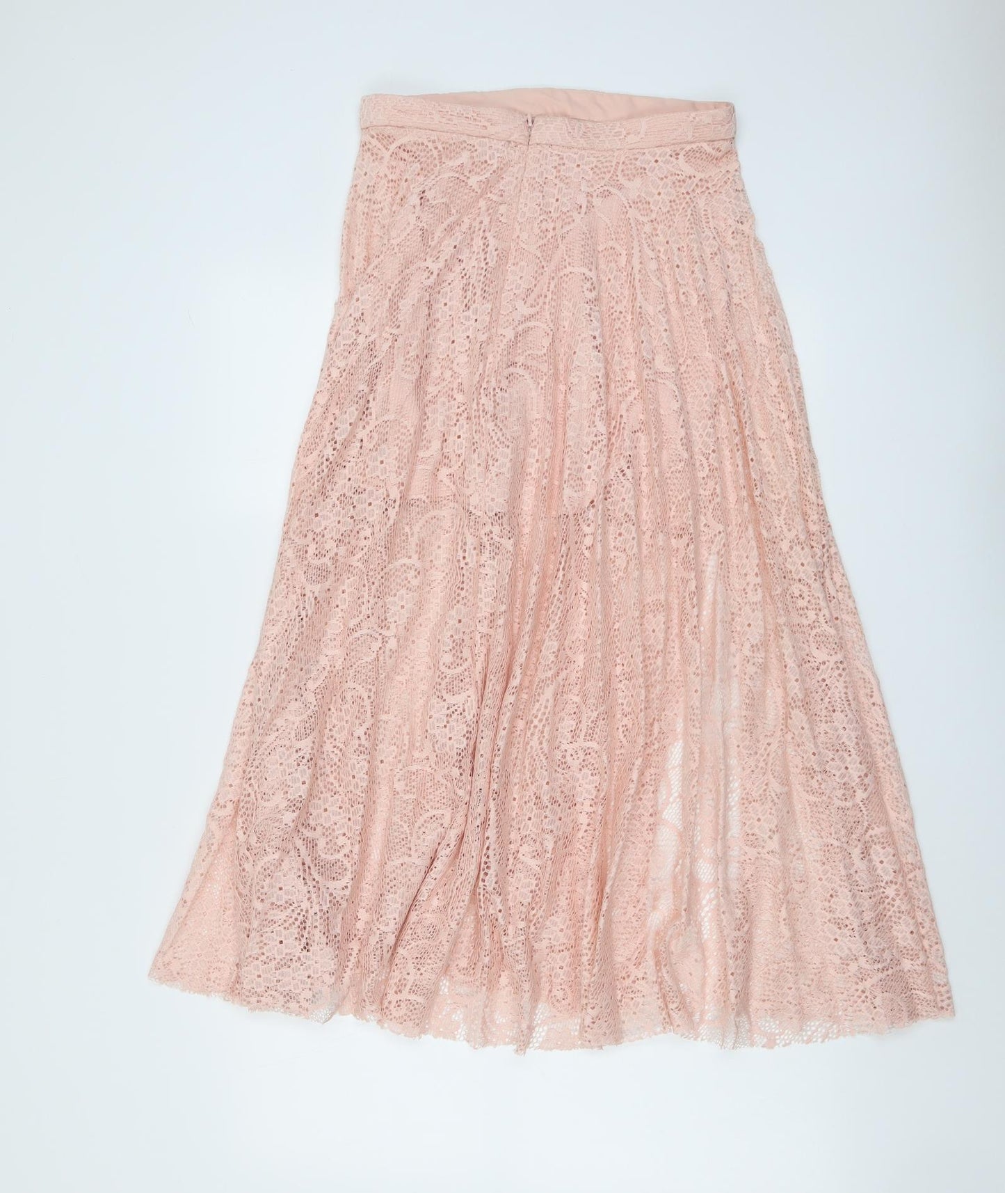 Topshop Womens Pink Geometric Polyester Peasant Skirt Size 10 Zip - Lace Overlay