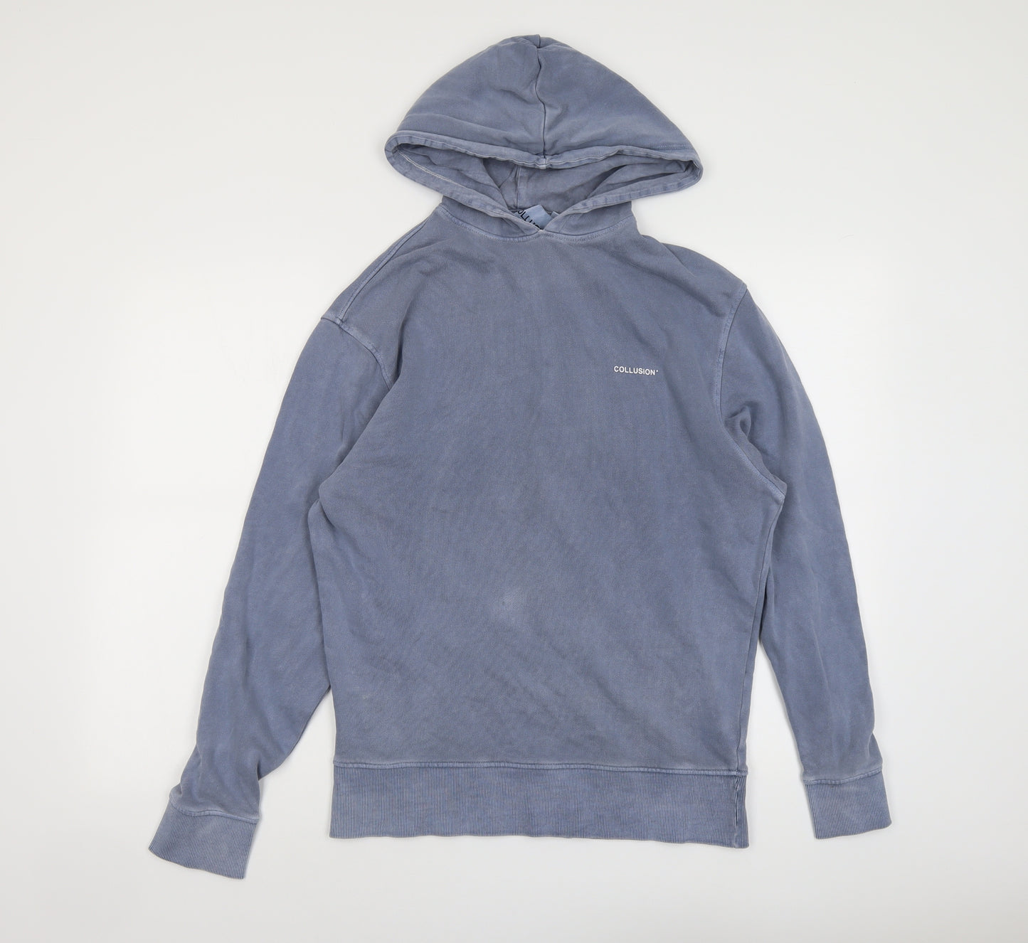 COLLUSION Mens Blue Cotton Pullover Hoodie Size XS