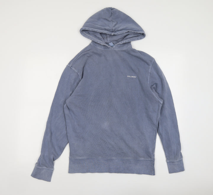 COLLUSION Mens Blue Cotton Pullover Hoodie Size XS