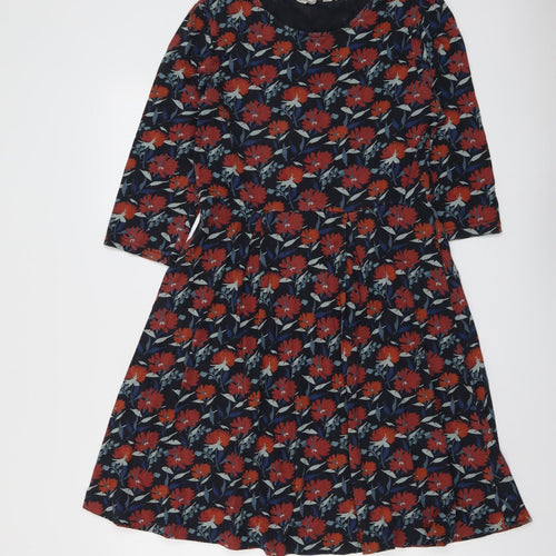 Seasalt Womens Multicoloured Floral Viscose Skater Dress Size 14 Round Neck Pullover
