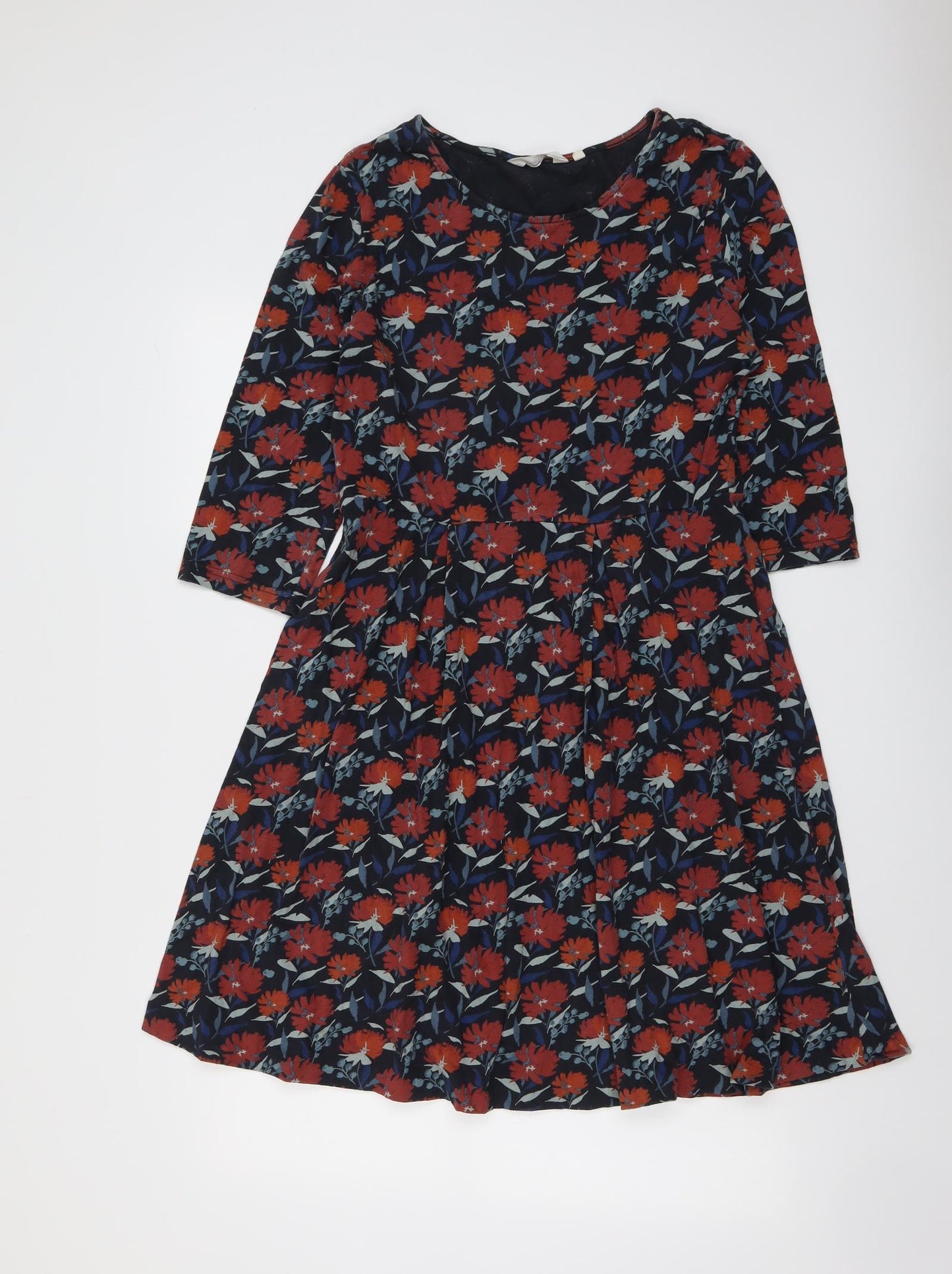 Seasalt Womens Multicoloured Floral Viscose Skater Dress Size 14 Round Neck Pullover