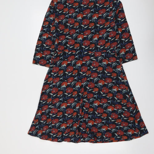 Seasalt Womens Multicoloured Floral Viscose Skater Dress Size 14 Round Neck Pullover