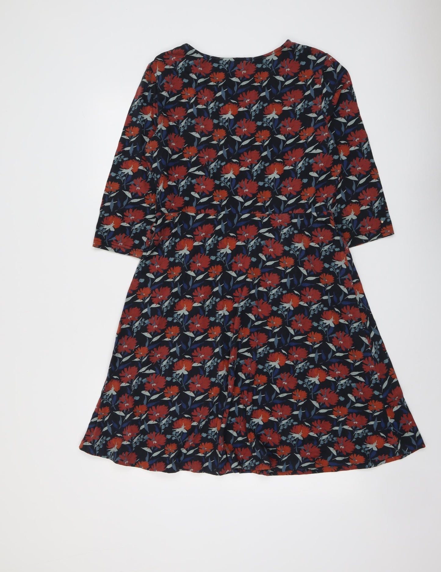 Seasalt Womens Multicoloured Floral Viscose Skater Dress Size 14 Round Neck Pullover