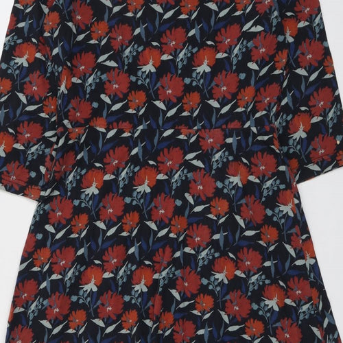 Seasalt Womens Multicoloured Floral Viscose Skater Dress Size 14 Round Neck Pullover