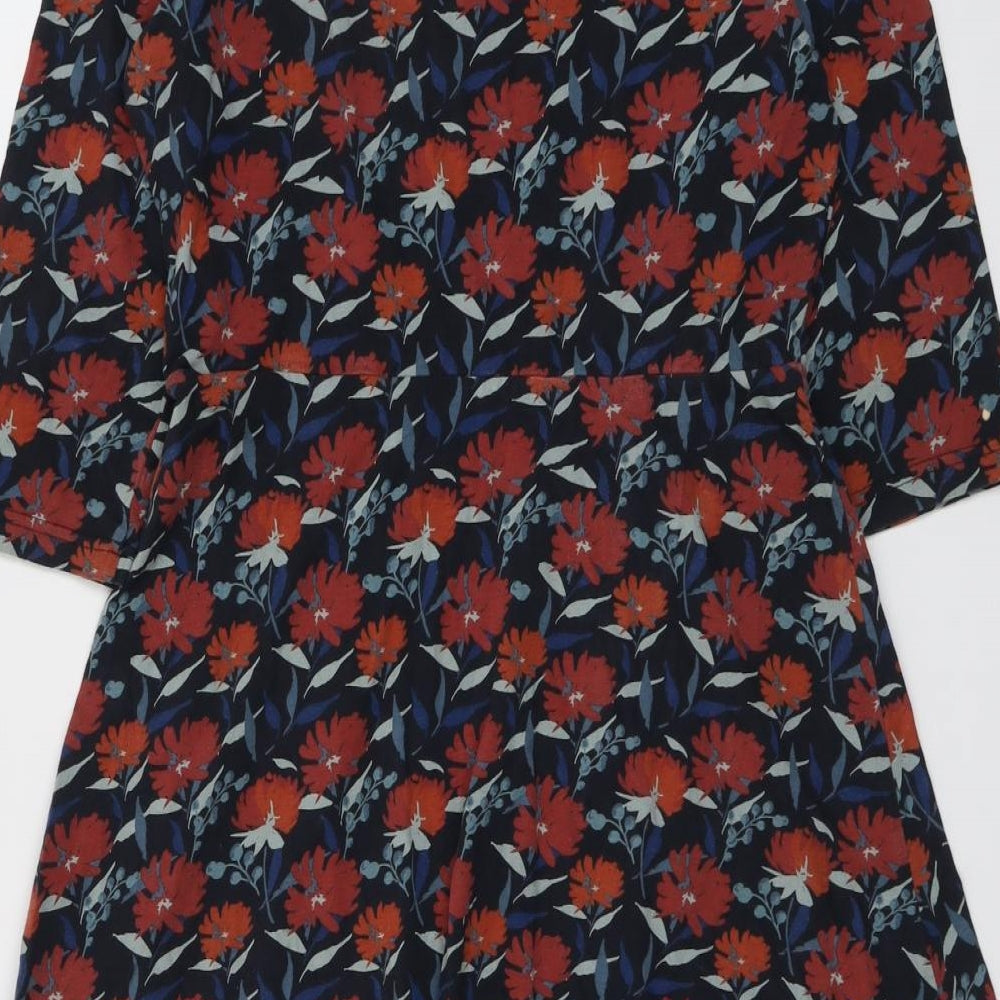 Seasalt Womens Multicoloured Floral Viscose Skater Dress Size 14 Round Neck Pullover