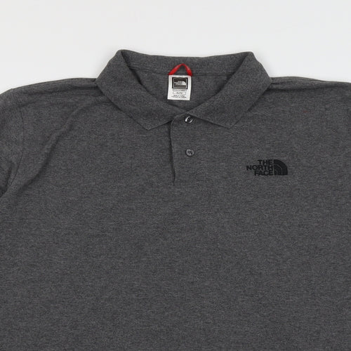 The North Face Mens Grey Cotton Polo Size XL Collared Button