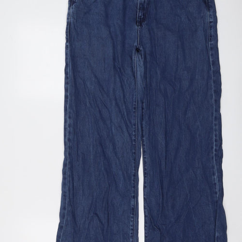NEXT Womens Blue Cotton Wide-Leg Jeans Size 10 L28 in Regular Button