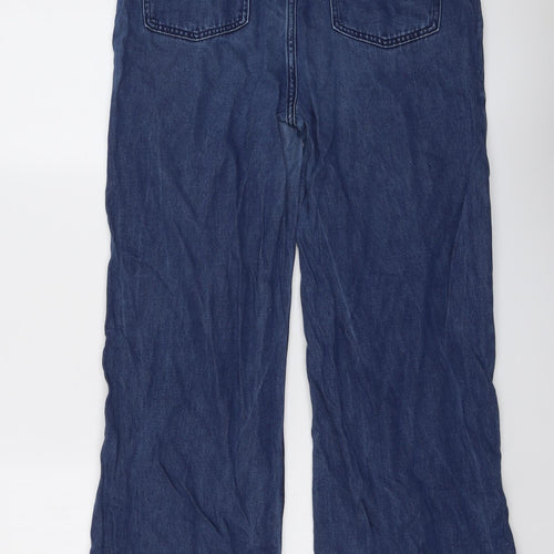 NEXT Womens Blue Cotton Wide-Leg Jeans Size 10 L28 in Regular Button