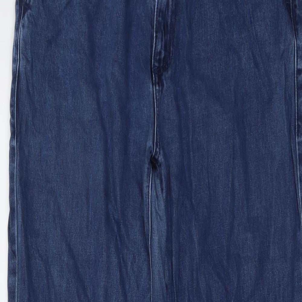 NEXT Womens Blue Cotton Wide-Leg Jeans Size 10 L28 in Regular Button