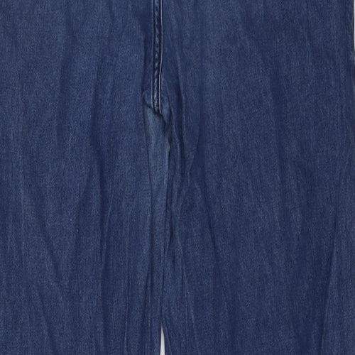 NEXT Womens Blue Cotton Wide-Leg Jeans Size 10 L28 in Regular Button