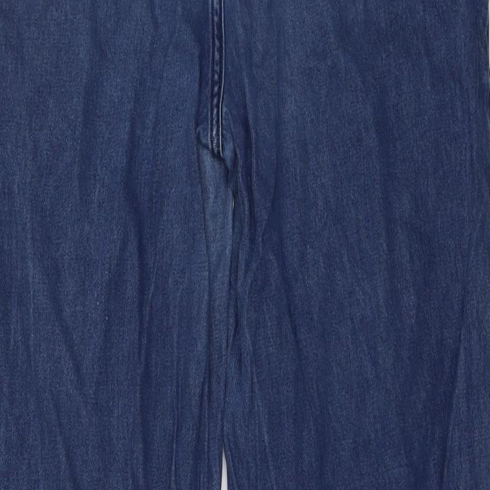 NEXT Womens Blue Cotton Wide-Leg Jeans Size 10 L28 in Regular Button