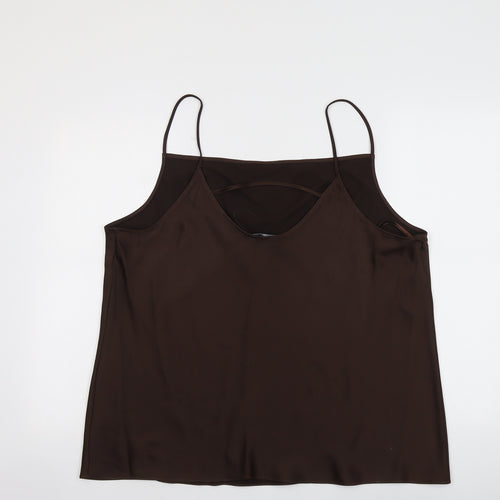Marks and Spencer Womens Brown Polyester Basic Tank Size 22 Cowl Neck
