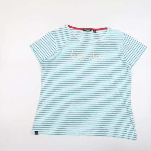 Regatta Womens Green Striped Cotton Basic T-Shirt Size 18 Round Neck - Carpe Diem
