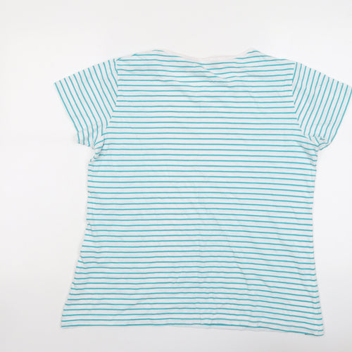 Regatta Womens Green Striped Cotton Basic T-Shirt Size 18 Round Neck - Carpe Diem