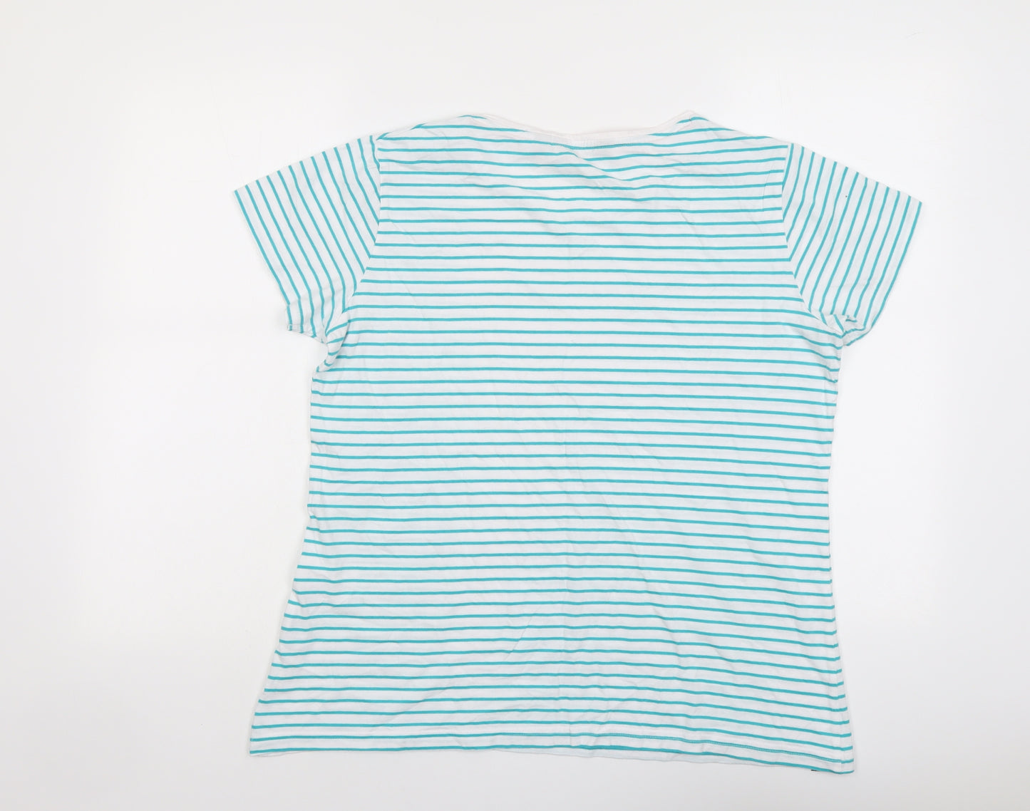 Regatta Womens Green Striped Cotton Basic T-Shirt Size 18 Round Neck - Carpe Diem
