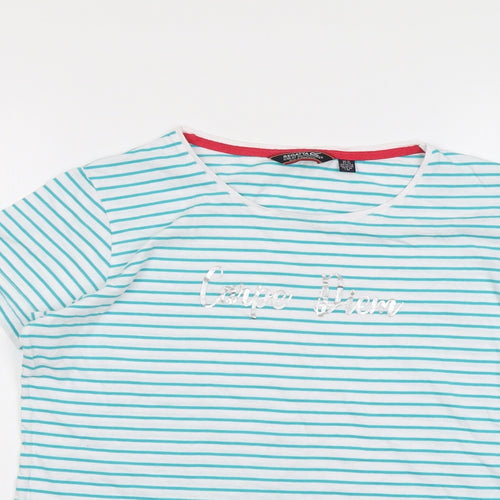 Regatta Womens Green Striped Cotton Basic T-Shirt Size 18 Round Neck - Carpe Diem