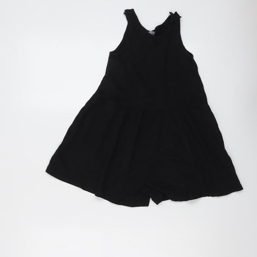 NEXT Girls Black Cotton Playsuit One-Piece Size 6 Years Pullover