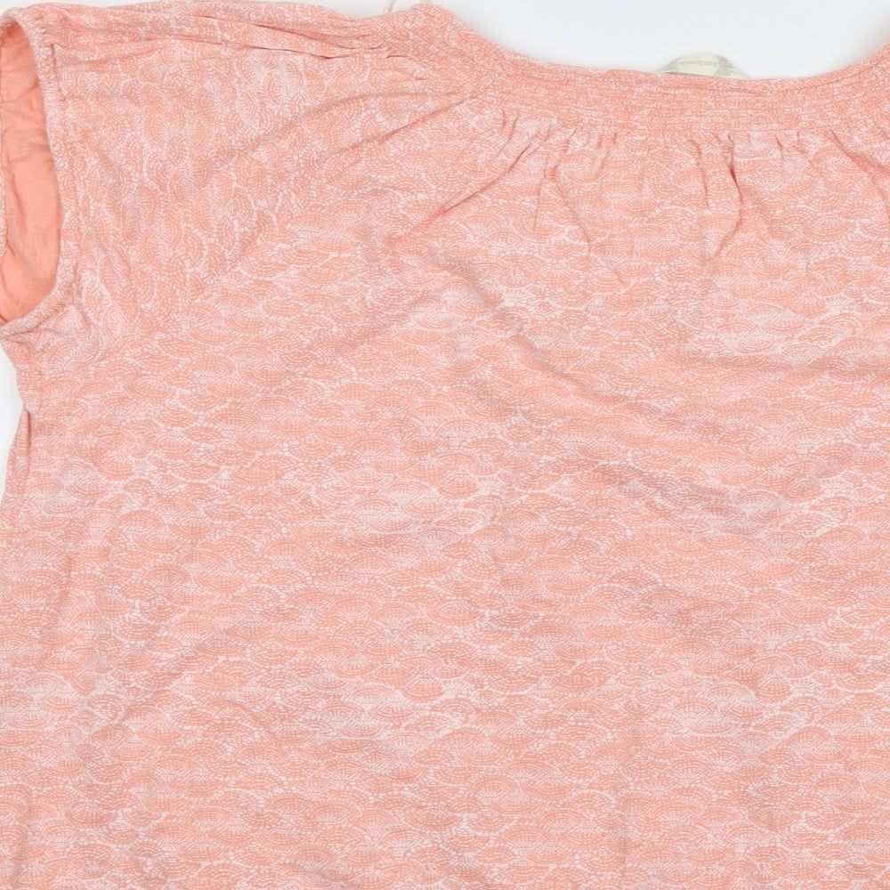 BHS Womens Orange Geometric Cotton Basic T-Shirt Size 22 Scoop Neck