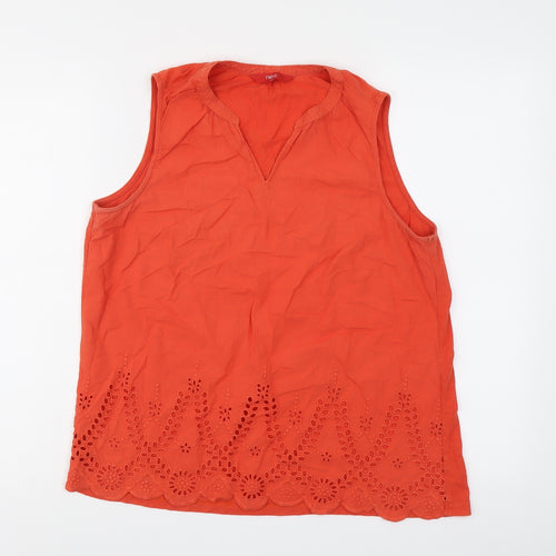 NEXT Womens Orange Cotton Basic Tank Size 14 V-Neck