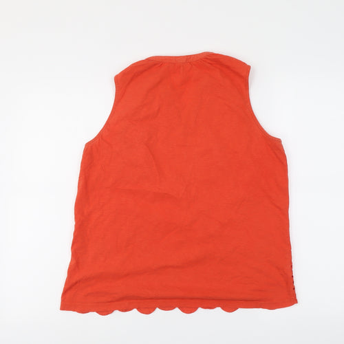 NEXT Womens Orange Cotton Basic Tank Size 14 V-Neck