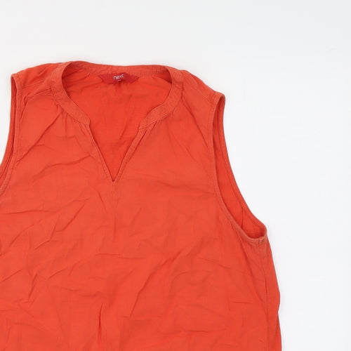 NEXT Womens Orange Cotton Basic Tank Size 14 V-Neck