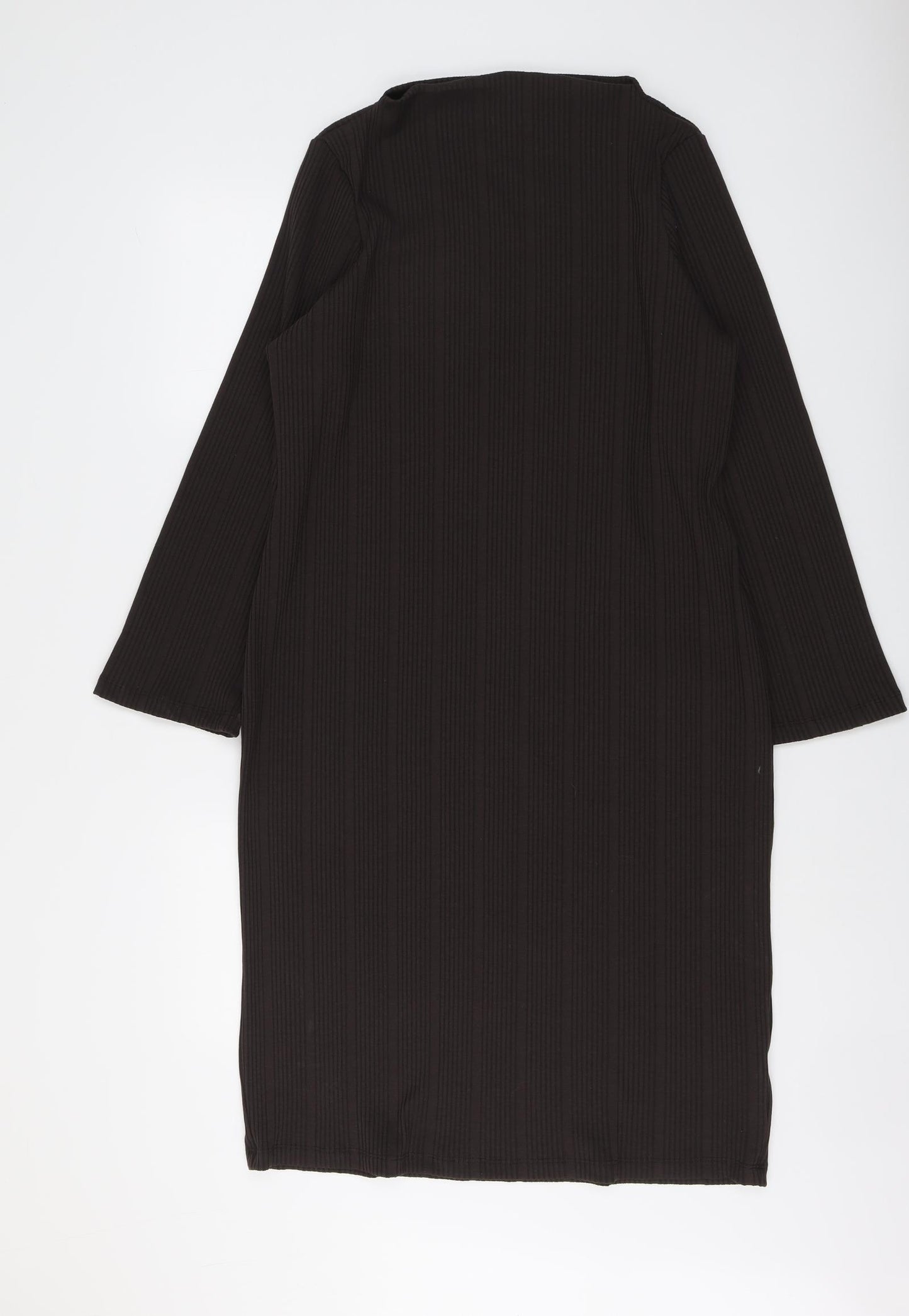 Marks and Spencer Womens Brown Polyester Shift Size 16 Round Neck Pullover