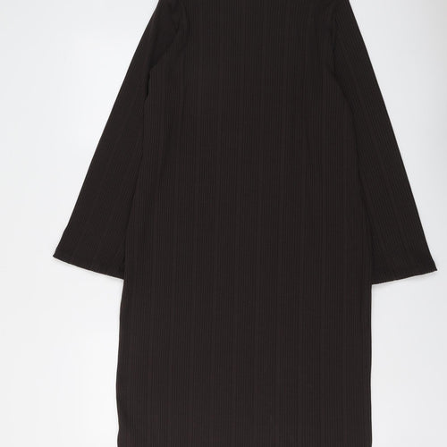 Marks and Spencer Womens Brown Polyester Shift Size 16 Round Neck Pullover