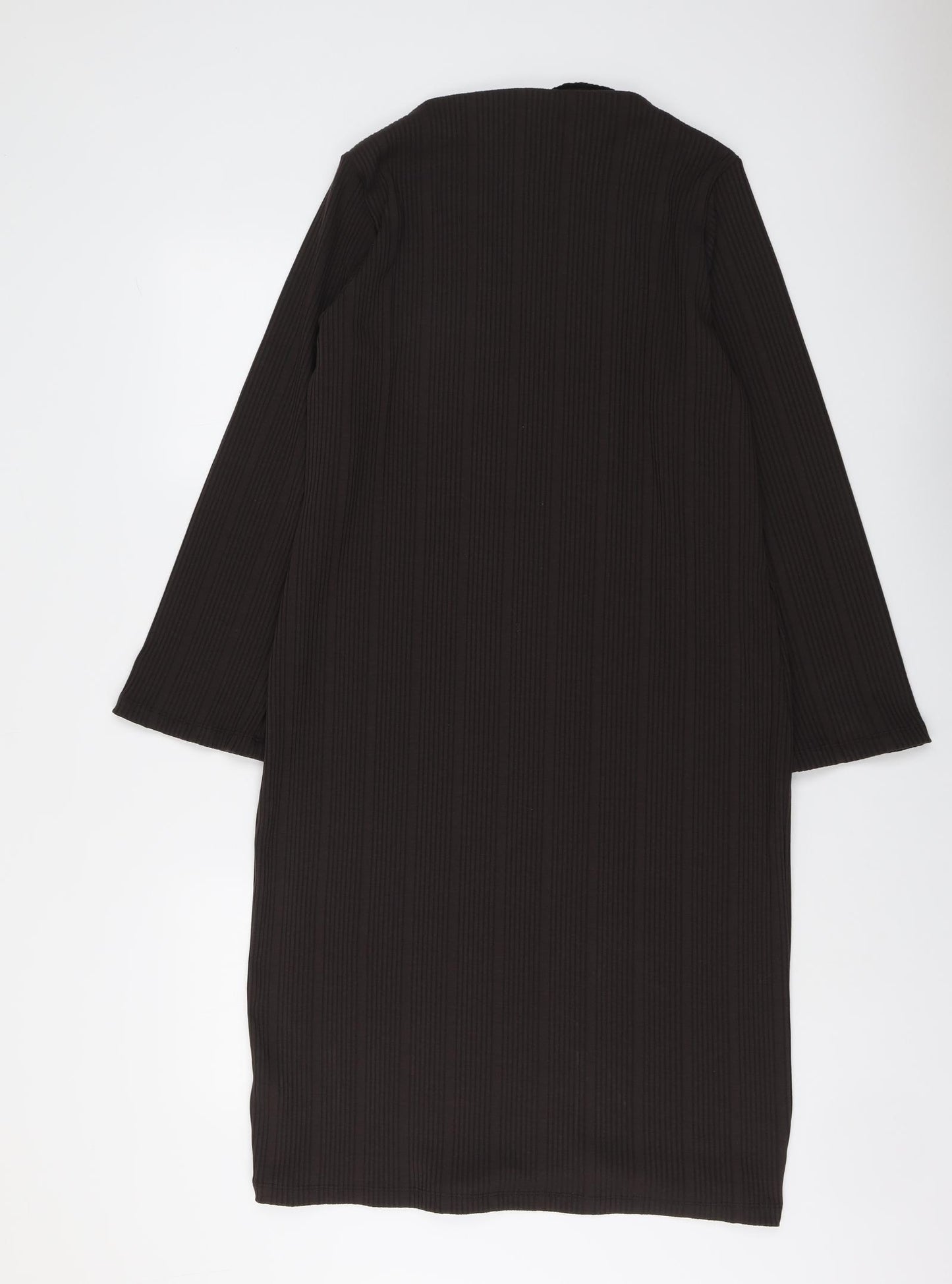 Marks and Spencer Womens Brown Polyester Shift Size 16 Round Neck Pullover