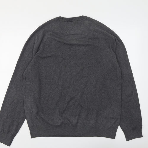 Mango Mens Grey Round Neck Polyester Pullover Jumper Size L Long Sleeve