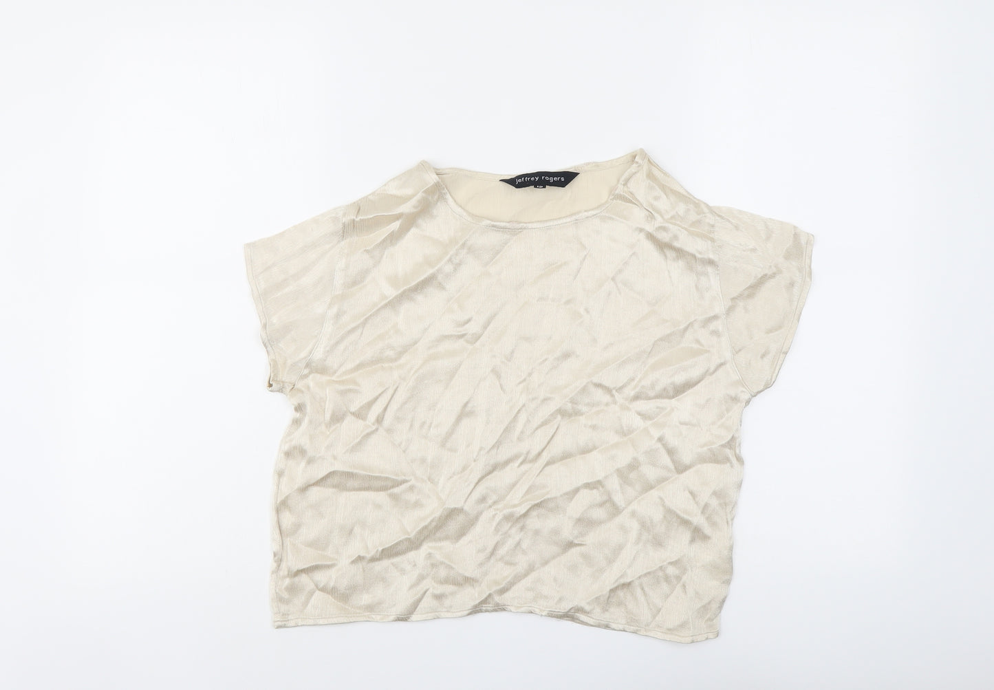 Jeffrey Rogers Womens Beige Viscose Basic Blouse Size 12 Boat Neck