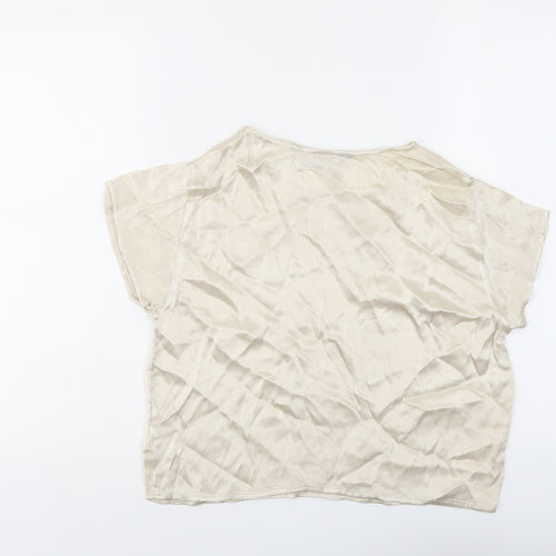 Jeffrey Rogers Womens Beige Viscose Basic Blouse Size 12 Boat Neck