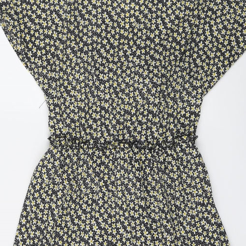 Only Womens Black Floral Polyester Fit & Flare Size S V-Neck Pullover