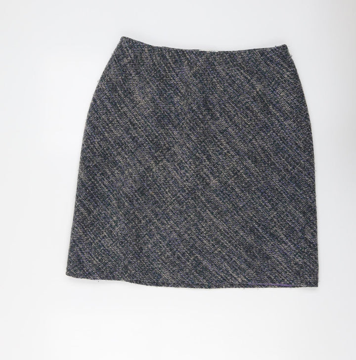 Marks and Spencer Womens Grey Polyester A-Line Skirt Size 14