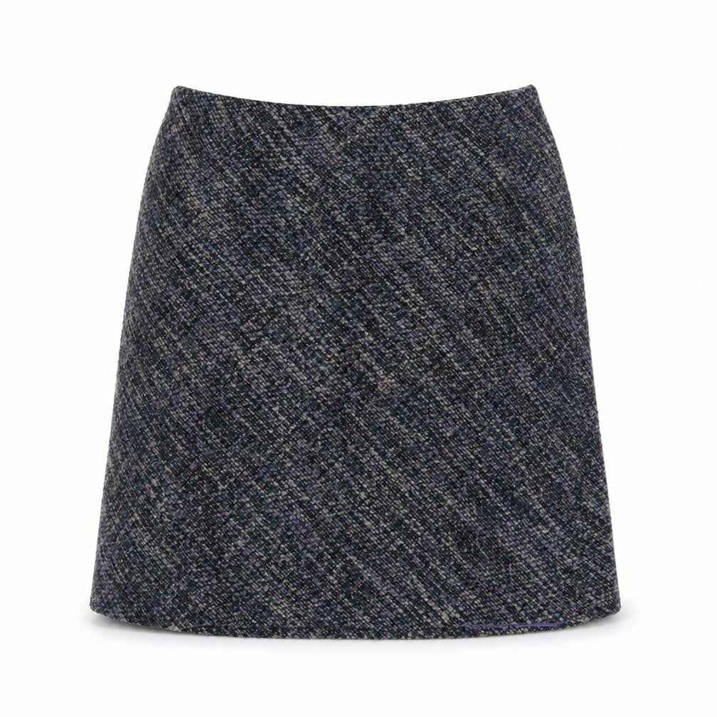 Front view of Marks & Spencer women’s grey polyester a-line skirt, size UK 14