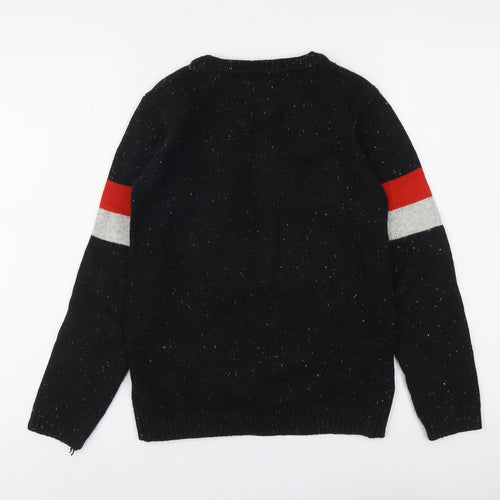 NEXT Boys Black Crew Neck Acrylic Pullover Jumper Size 10 Years Pullover - Christmas Santa