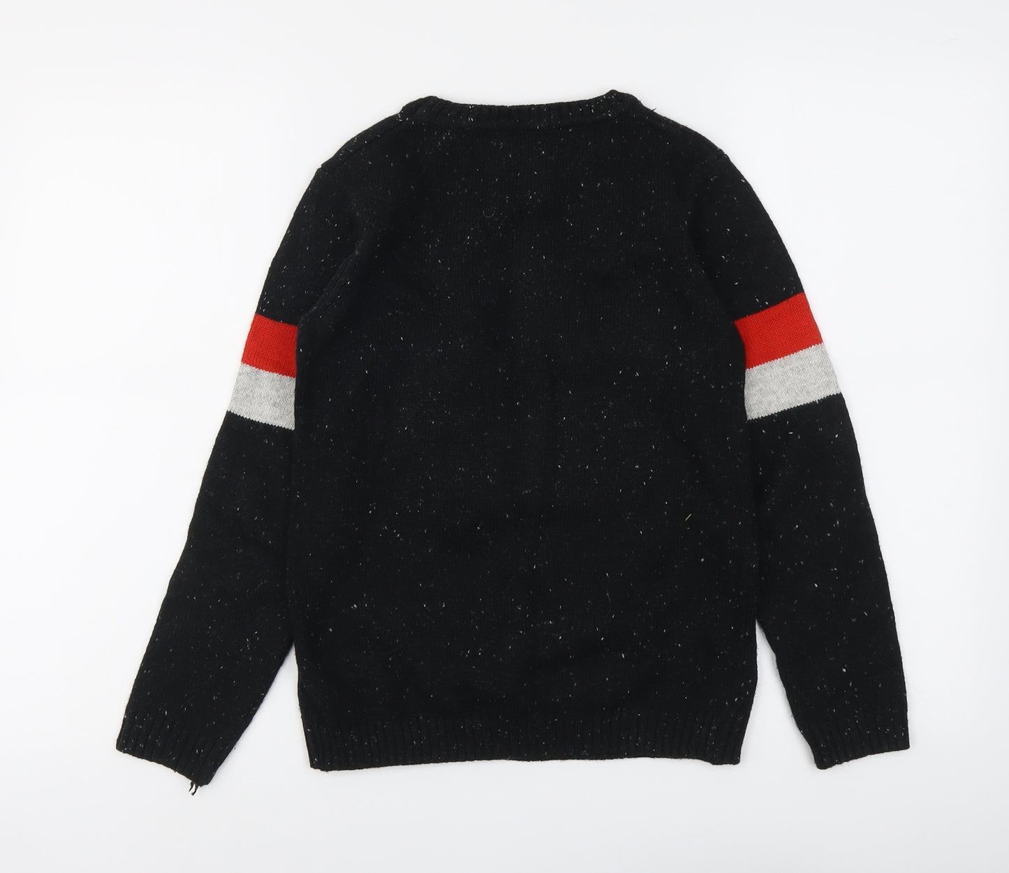 NEXT Boys Black Crew Neck Acrylic Pullover Jumper Size 10 Years Pullover - Christmas Santa