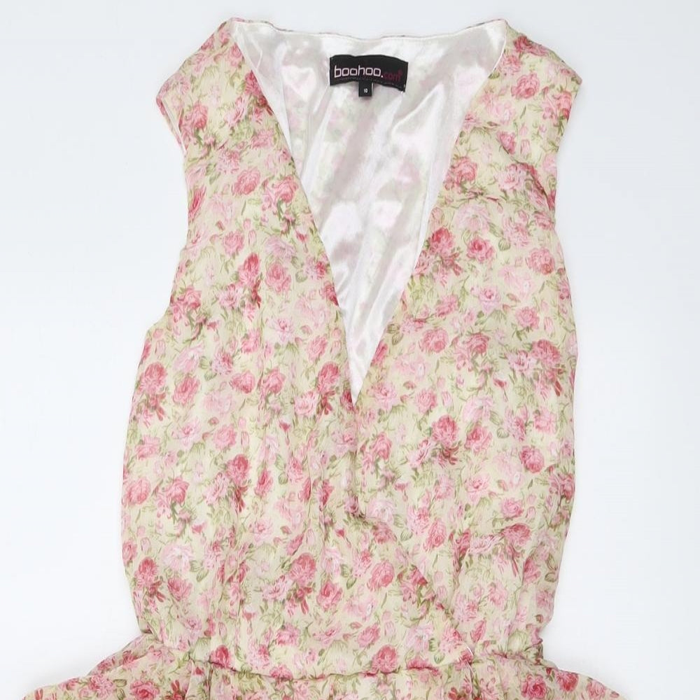 Boohoo Womens Multicoloured Floral Polyester Playsuit One-Piece Size 10 Pullover