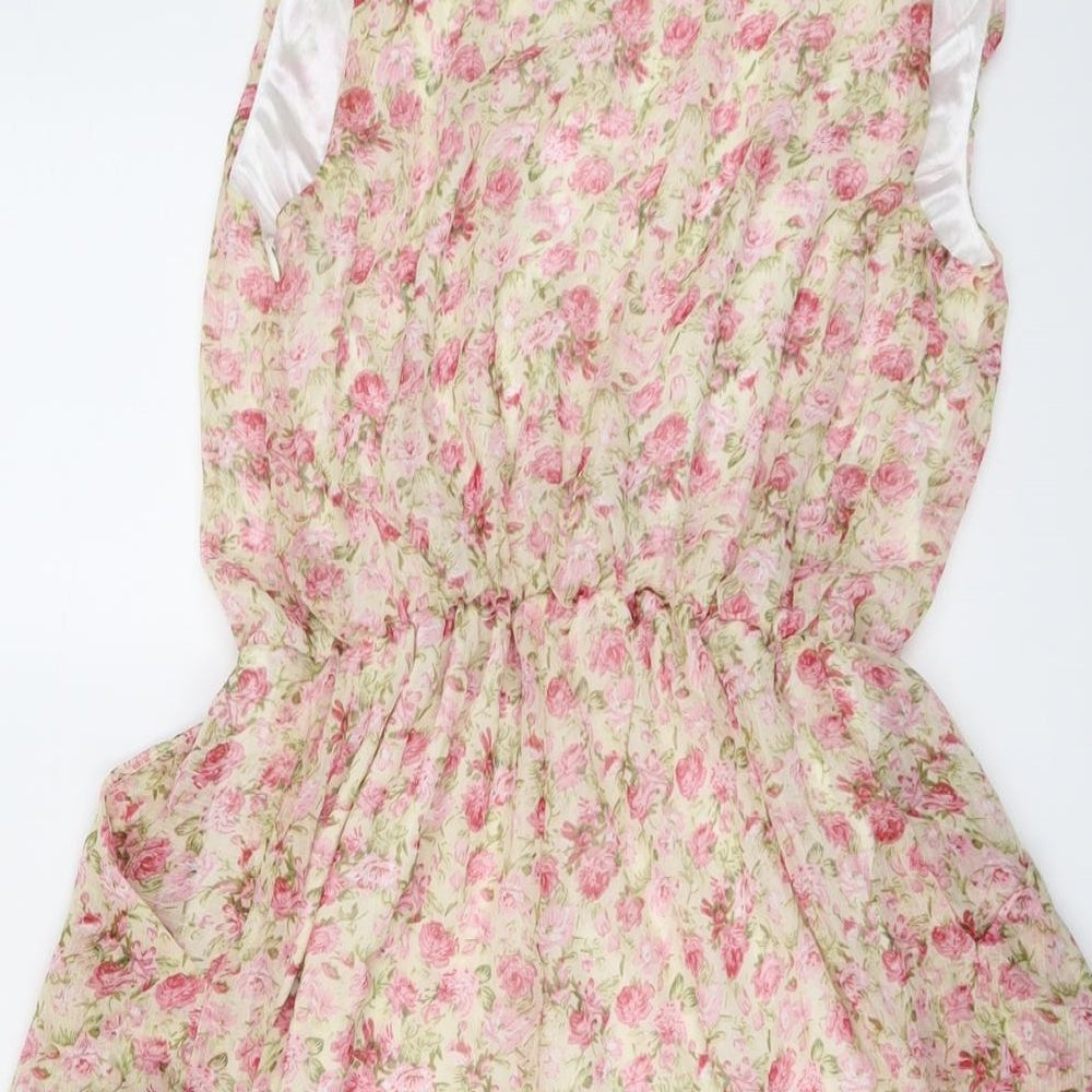 Boohoo Womens Multicoloured Floral Polyester Playsuit One-Piece Size 10 Pullover