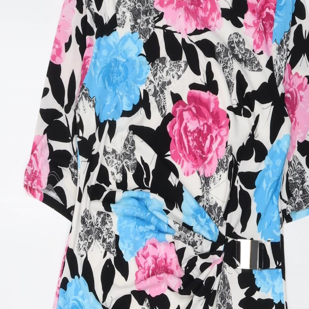 David Emanuel Womens Multicoloured Floral Polyester A-Line Size 10 Round Neck Pullover