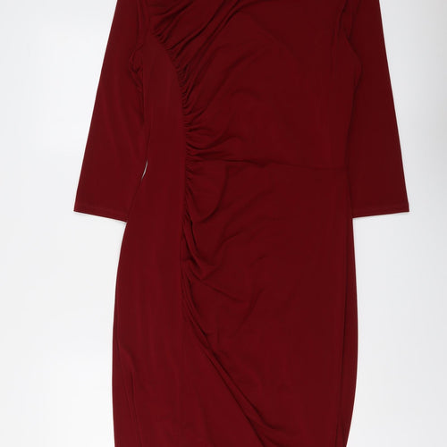 Phase Eight Womens Red Polyester A-Line Size 16 Boat Neck Pullover