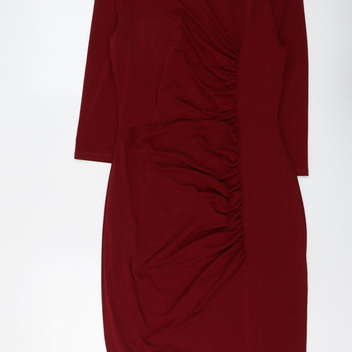 Phase Eight Womens Red Polyester A-Line Size 16 Boat Neck Pullover