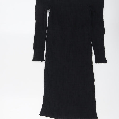 Zara Womens Black Modal A-Line Size L Off the Shoulder Pullover