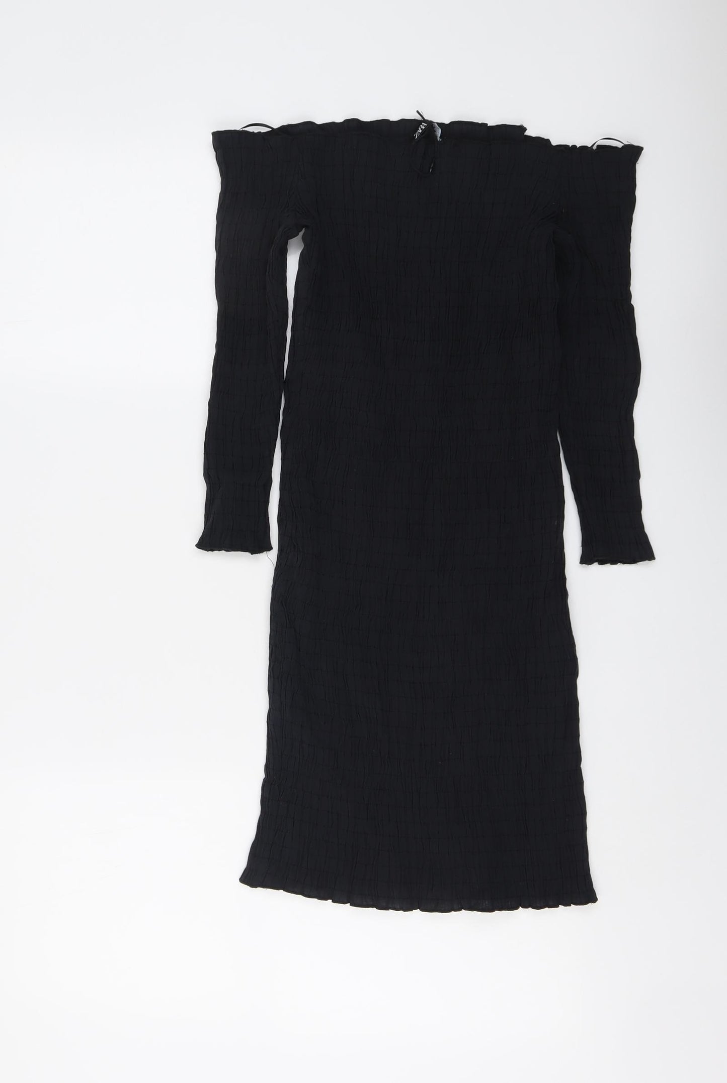 Zara Womens Black Modal A-Line Size L Off the Shoulder Pullover