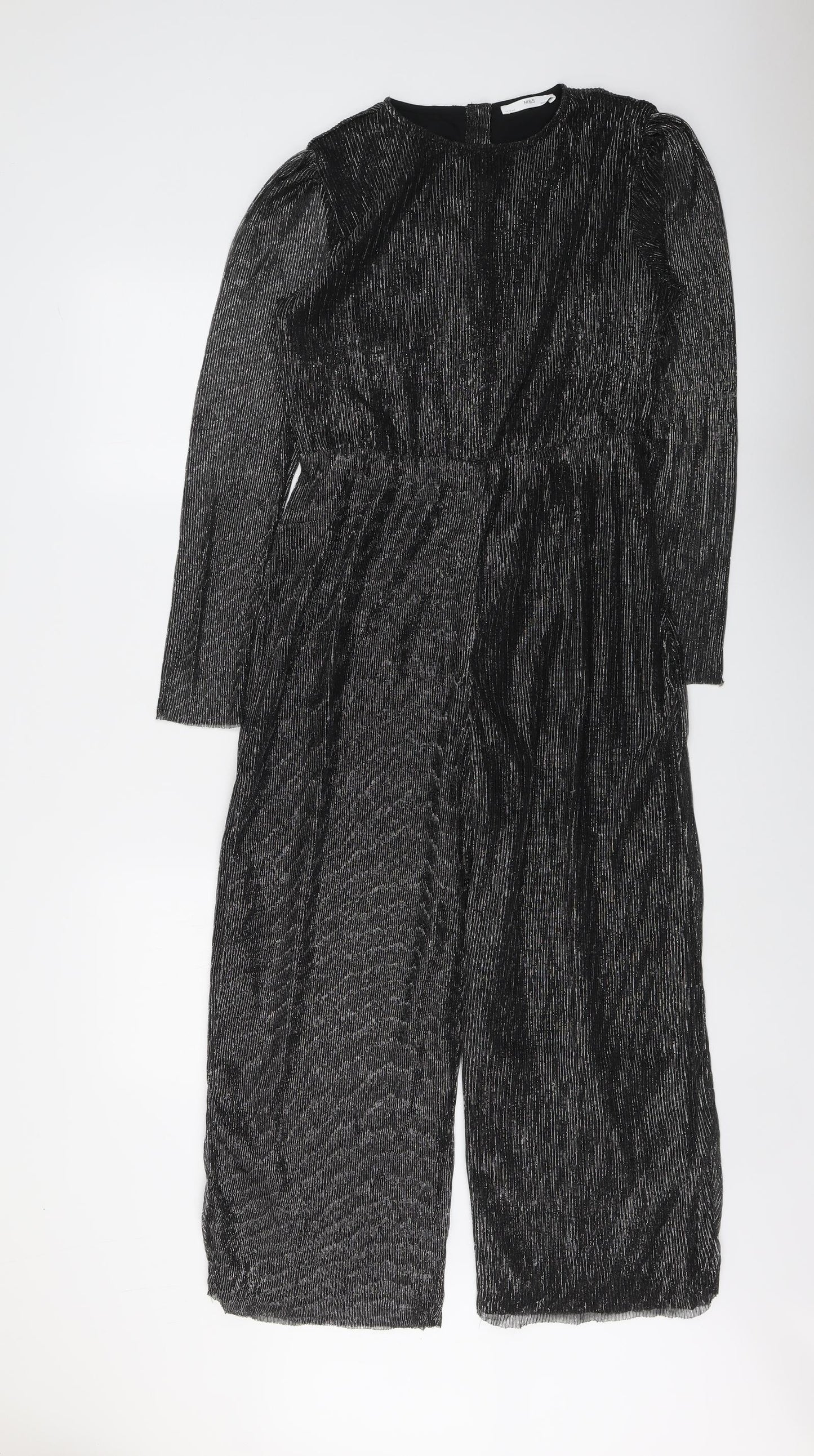 Marks and Spencer Girls Black Polyester Jumpsuit One-Piece Size 14-15 Years Button
