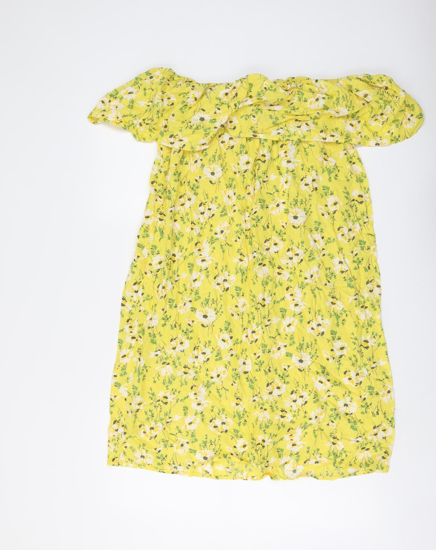 VERO MODA Womens Yellow Floral Viscose A-Line Size XL Mock Neck Pullover