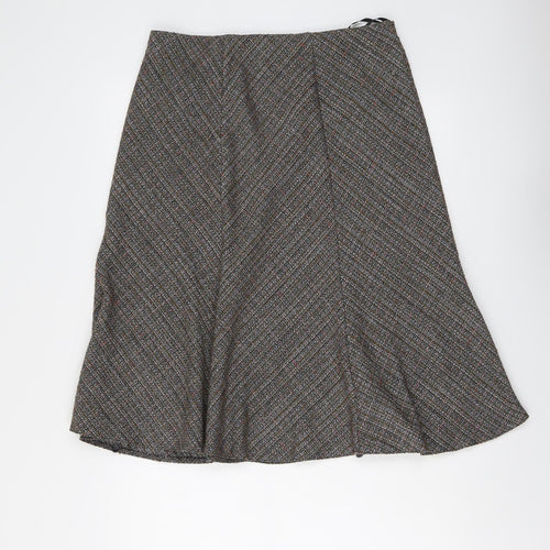 EWM Womens Grey Geometric Polyester Swing Skirt Size 14