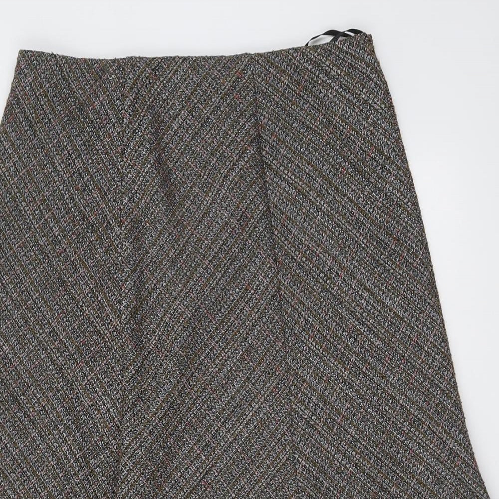 EWM Womens Grey Geometric Polyester Swing Skirt Size 14